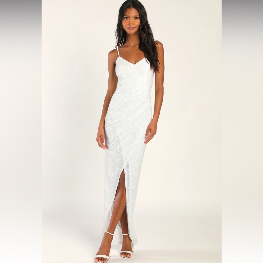 White sequin maxi dress